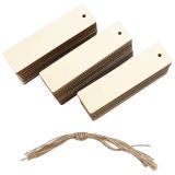 36 Pack Wood Blank Bookmarks, Wood Hanging Tags Rectangle Shape Blank Bookmark with Holes and Ropes for DIY Classroom Projects and Party Decor Gifts Tags