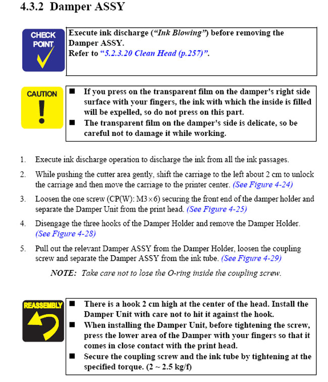 Epson Stylus Pro 7600/9600 Damper usage 